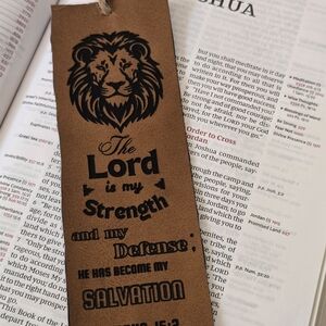 Brown Leather Bookmark with Lion Design